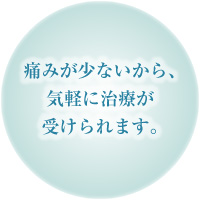 痛みが少ないから、気軽に治療が受けられます。